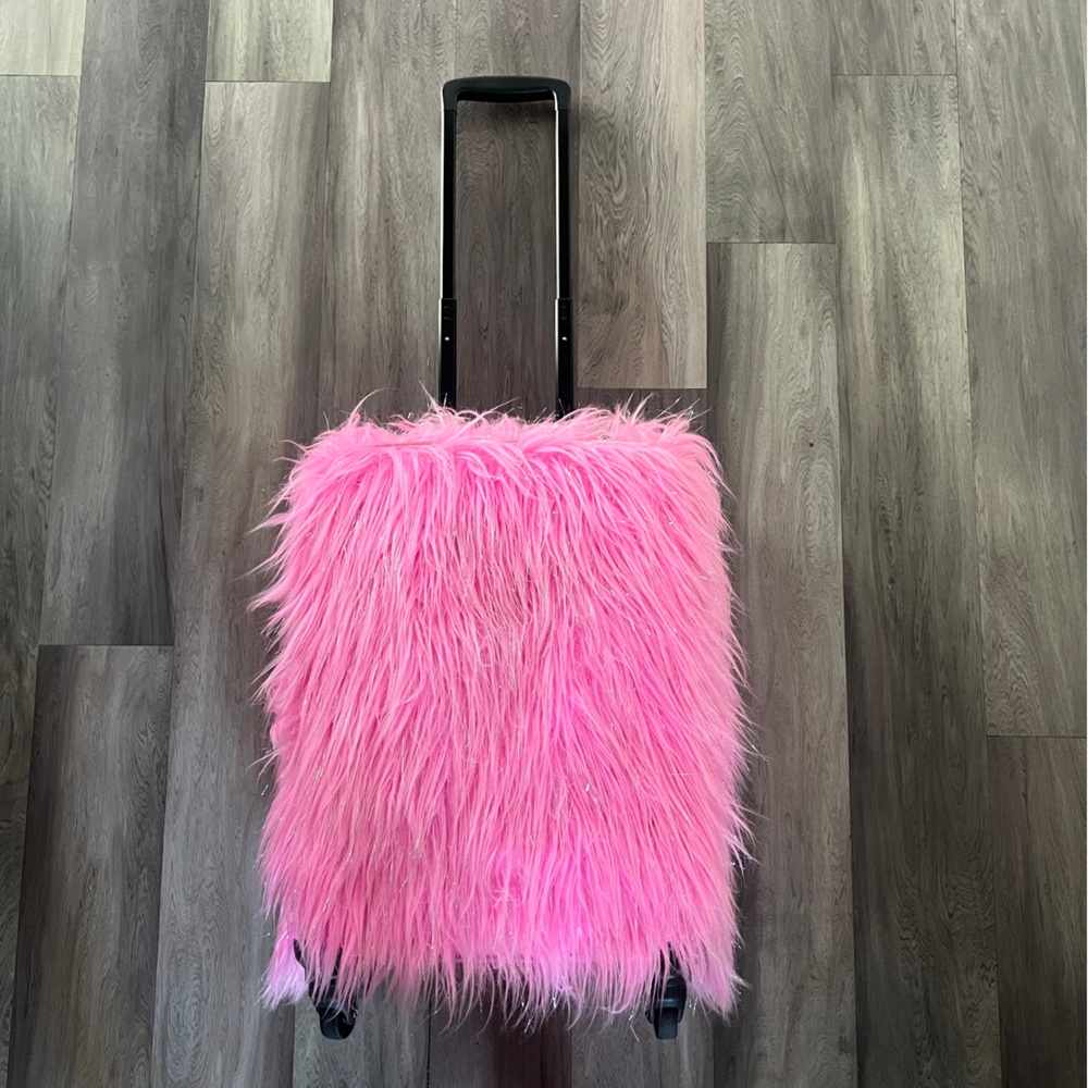 Dollskill pink furry suitcase (carryon)